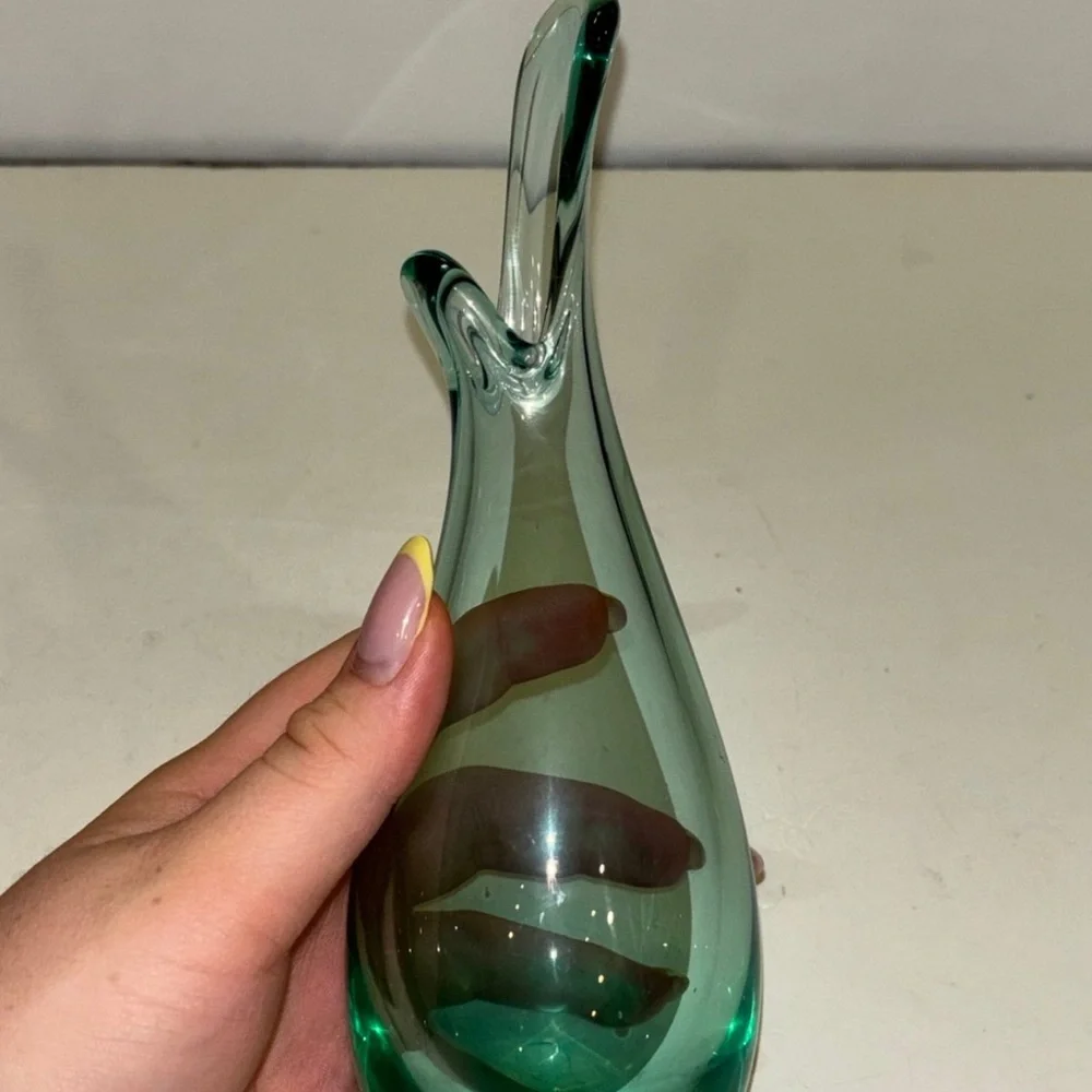 Holmegaard Akva Duckling Beak Vase, aqua
